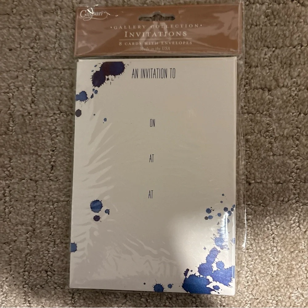 Caspari Gallery Collection Invitations 8 Cards W Envelopes Splatterware